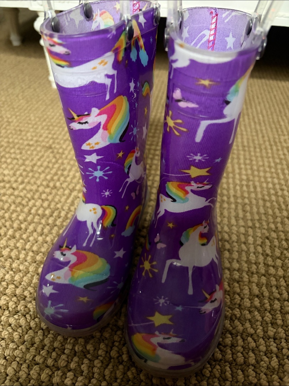 Kids Unicorn Rain Boots - Purple